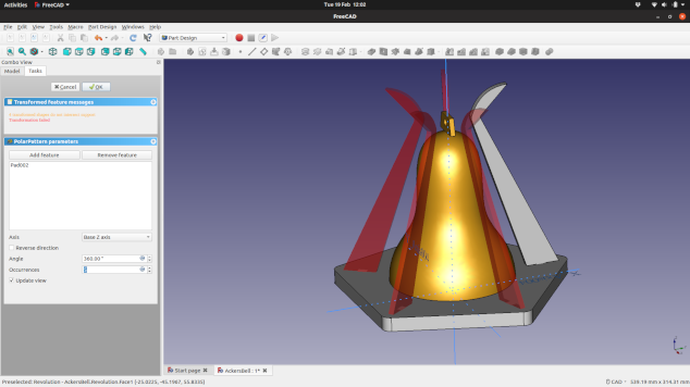Screenshot of the new Ackers Bell design in FreeCAD