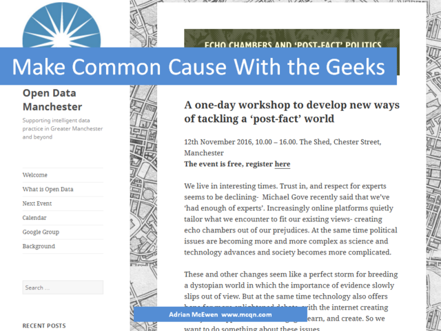 Make Common Cause With the Geeks: Open Data Manchester