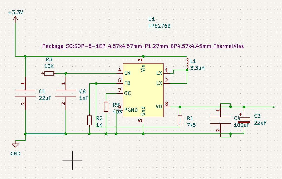 Circuit schematic showing an FB6276B boost circuit chip.