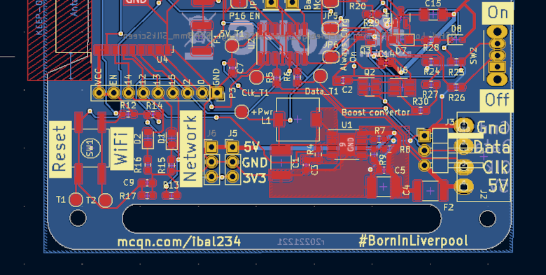 A screen shot from kicad version 7 showing the new knockout feature.